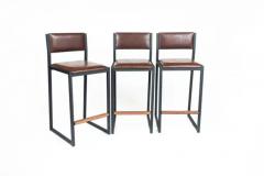  AMBROZIA Shaker Counterstool Chair by Ambrozia Walnut Black Steel Aged Brown Vinyl - 3323778