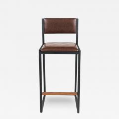  AMBROZIA Shaker Counterstool Chair by Ambrozia Walnut Black Steel Aged Brown Vinyl - 3324741