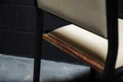  AMBROZIA Shaker Modern Chair by Ambrozia Solid Walnut Black Steel Cream Vinyl - 3326527