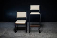  AMBROZIA Shaker Modern Chair by Ambrozia Solid Walnut Black Steel Cream Vinyl - 3326531