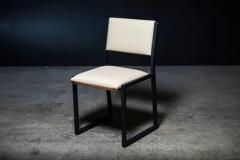  AMBROZIA Shaker Modern Chair by Ambrozia Solid Walnut Black Steel Cream Vinyl - 3326532