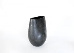  ANDRE BLOCH ANDRE BLOCH FRENCH BLACK CERAMIC LOW VASE - 3561868