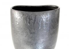  ANDRE BLOCH ANDRE BLOCH FRENCH BLACK CERAMIC LOW VASE - 3561885