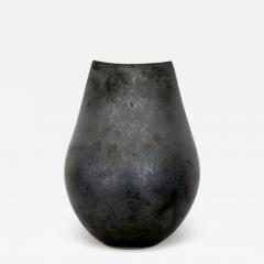  ANDRE BLOCH ANDRE BLOCH FRENCH BLACK CERAMIC LOW VASE - 4127750