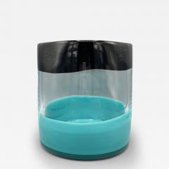  ARCADE MURANO ICHNOS B BLACK TURQUOISE GLASS VASE - 3076563