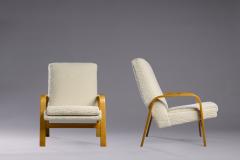  ARP ARP Pair of white Armchairs in Natural Beech France 1956 - 3190874