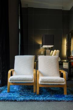  ARP ARP Pair of white Armchairs in Natural Beech France 1956 - 3190881