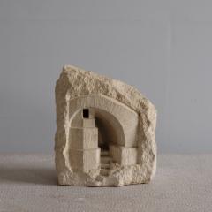  ARSENE GALISSON 1980s carved stone cave lamp - 4116385