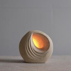  ARSENE GALISSON 1980s carved stone lamp - 4116381
