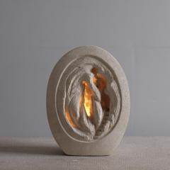 ARSENE GALISSON 1980s carved stone lamp - 4116386