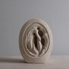  ARSENE GALISSON 1980s carved stone lamp - 4116387
