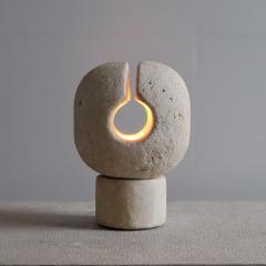  ARSENE GALISSON 1980s carved stone table lamp - 4116371