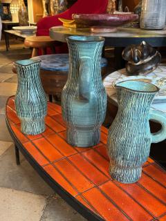  Accolay Pottery 3 Accolay Ceramic Jug signed France 1960s - 4019507