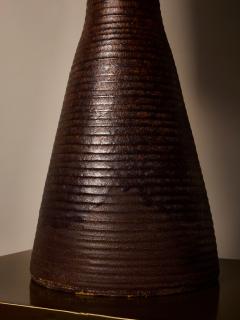  Accolay Pottery Brutalist Table Lamp with Copper Shade and Resin Panels from Accolay - 4693319