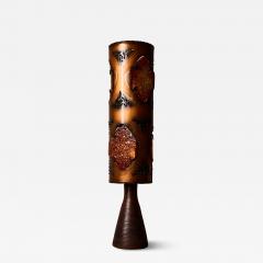  Accolay Pottery Brutalist Table Lamp with Copper Shade and Resin Panels from Accolay - 4713907