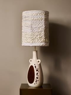  Accolay Pottery French Accolay Ceramic Table Lamp with Resin Inlay and Perforated Body - 4693280