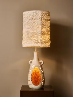  Accolay Pottery French Accolay Ceramic Table Lamp with Resin Inlay and Perforated Body - 4693295