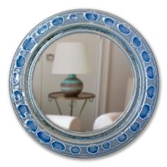  Accolay Pottery Mirror with blue glazed ceramic frame by Teh Accolay Potteries - 1276412