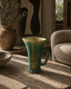  Accolay Pottery Poterie dAccolay Emerald Green Ceramic Pitcher Vase 28cm 11in - 4804391