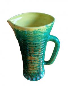 Accolay Pottery Poterie dAccolay Emerald Green Ceramic Pitcher Vase 28cm 11in - 4804735