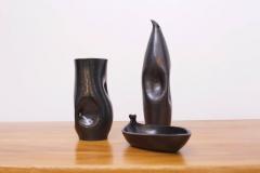  Accolay Pottery Set of Three Rare Black 1950s French Accolay Pieces - 595120