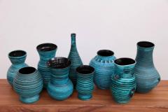  Accolay Pottery Set of nine Blue Banded Ceramic Vases Gaulois by Accolay France 1960s - 595110