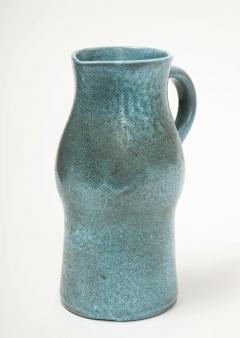  Accolay Pottery Signed Accolay Blue Ceramic Milk Pitcher - 1326721