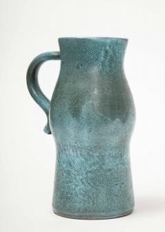  Accolay Pottery Signed Accolay Blue Ceramic Milk Pitcher - 1326722