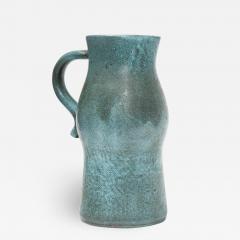  Accolay Pottery Signed Accolay Blue Ceramic Milk Pitcher - 1427340