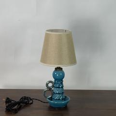  Accolay Pottery Small Turquoise Ceramic Candlestick Lamp by Accolay Pottery - 4616758