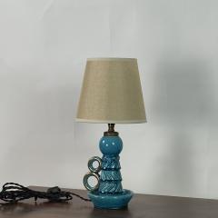  Accolay Pottery Small Turquoise Ceramic Candlestick Lamp by Accolay Pottery - 4616759