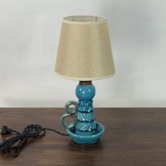  Accolay Pottery Small Turquoise Ceramic Candlestick Lamp by Accolay Pottery - 4616760
