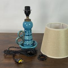  Accolay Pottery Small Turquoise Ceramic Candlestick Lamp by Accolay Pottery - 4616761