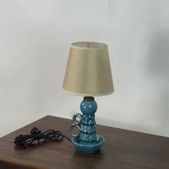  Accolay Pottery Small Turquoise Ceramic Candlestick Lamp by Accolay Pottery - 4616762