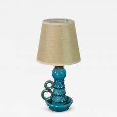  Accolay Pottery Small Turquoise Ceramic Candlestick Lamp by Accolay Pottery - 4618660