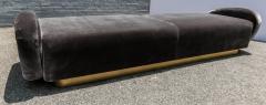  Adesso Studio Custom 1960s Italian Style Velvet Sofa or Bench with Brass Base - 1498912