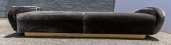  Adesso Studio Custom 1960s Italian Style Velvet Sofa or Bench with Brass Base - 1498917