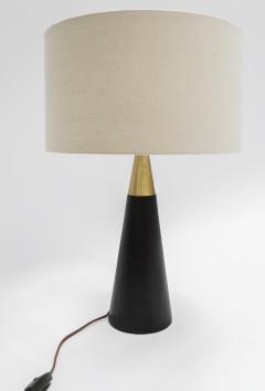  Adesso Studio Custom Brass and Black Table Lamp with Ivory Linen Shade - 3337349