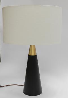  Adesso Studio Custom Brass and Black Table Lamp with Ivory Linen Shade - 3337352