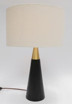  Adesso Studio Custom Brass and Black Table Lamp with Ivory Linen Shade - 3337355