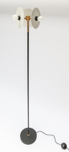  Adesso Studio Custom Brass and Black White Metal Mid Century Style Floor Lamp - 1989651