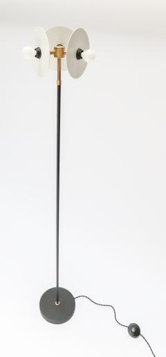  Adesso Studio Custom Brass and Black White Metal Mid Century Style Floor Lamp - 1989708