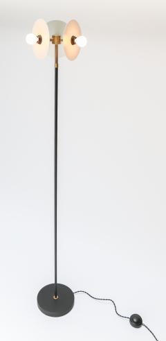  Adesso Studio Custom Brass and Black White Metal Mid Century Style Floor Lamp - 1989712