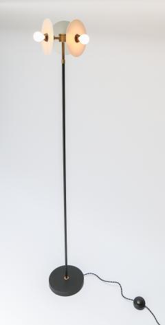  Adesso Studio Custom Brass and Black White Metal Mid Century Style Floor Lamp - 1989717