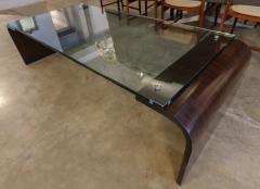  Adesso Studio Custom Large Rectangular Rosewood and Glass Coffee Table - 2865469