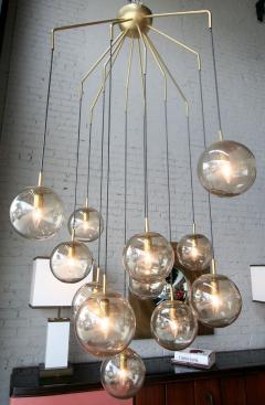 Adesso Studio Custom Mid Century Modern Style 12 Ball Smoked Glass Murano Chandelier - 3038063