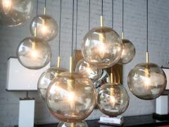  Adesso Studio Custom Mid Century Modern Style 12 Ball Smoked Glass Murano Chandelier - 3038064