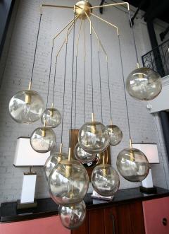  Adesso Studio Custom Mid Century Modern Style 12 Ball Smoked Glass Murano Chandelier - 3038066