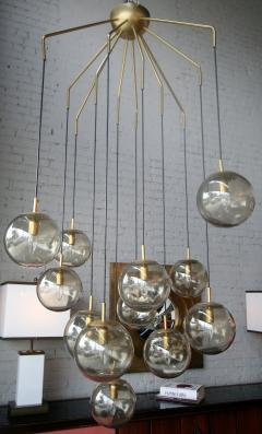  Adesso Studio Custom Mid Century Modern Style 12 Ball Smoked Glass Murano Chandelier - 3038068