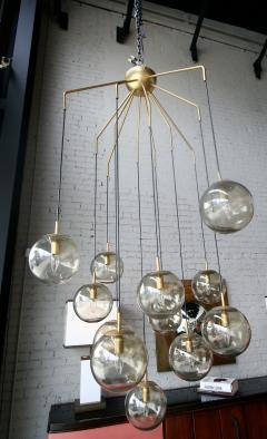  Adesso Studio Custom Mid Century Modern Style 12 Ball Smoked Glass Murano Chandelier - 3038069